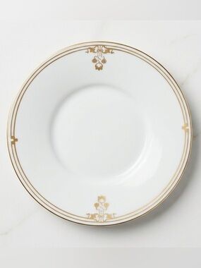 Antique Victoria Austria 5" Porcelain Saucer Gold Floral Art Nouveau